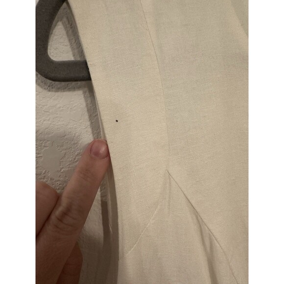 Nina Leonard White Buttercream Linen Sleeveless Dress Gold Buttons Size 16 - Picture 6 of 8